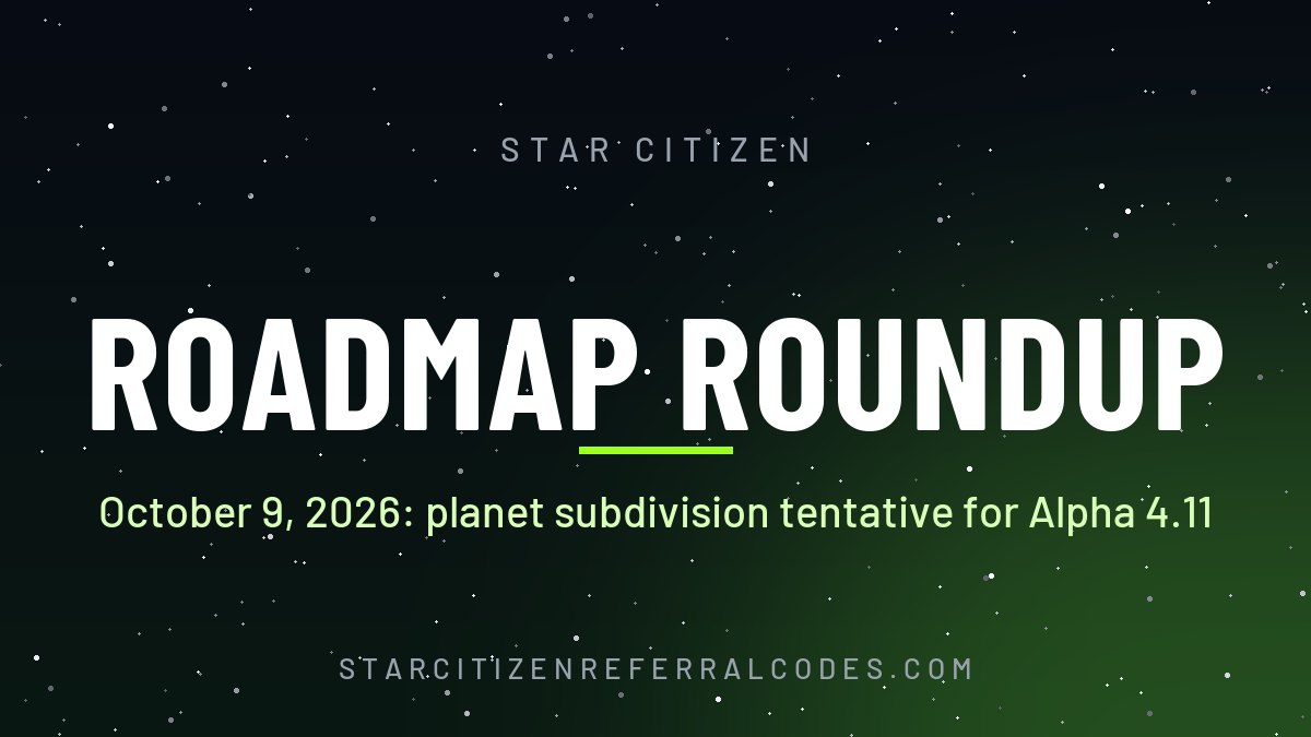 Star Citizen Roadmap Roundup October 9, 2026: planet subdivision tentative for Alpha 4.11